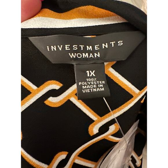 Investments Women's Chain Cheo Bow Blouse 1X - Picture 2 of 4